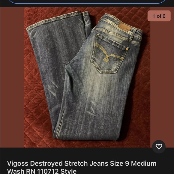 VIGOSS destroyed distressed denim boot cut jeans 9 - Picture 1 of 6